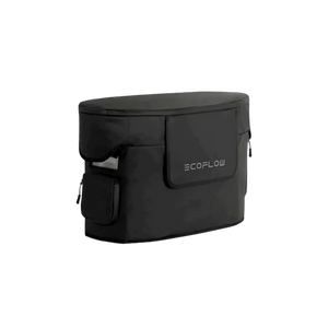 Bolsa protectora impermeable EcoFlow DELTA 2 MAX mostrando su diseño robusto y compartimentos para mantener dispositivos electrónicos seguros y secos en condiciones adversas.