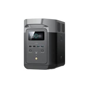 EcoFlow DELTA 2 en uso, alimentando dispositivos esenciales como un microondas y una nevera durante un apagón