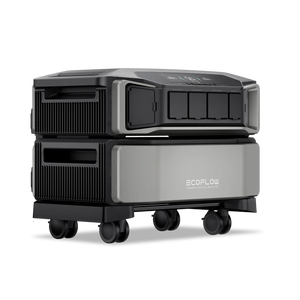 Vista lateral de la EcoFlow DELTA Pro Ultra, destacando sus múltiples puertos de salida, incluyendo USB-C, AC y carga solar.