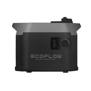 Conexiones del Generador Inteligente EcoFlow, mostrando puertos para diversas aplicaciones, incluyendo carga USB y salidas AC