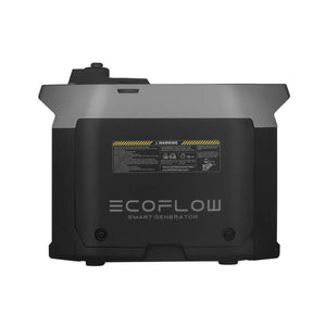 Vista del Generador EcoFlow Dual Fuel conectado a una fuente de combustible, resaltando su capacidad para funcionar con gasolina o propano