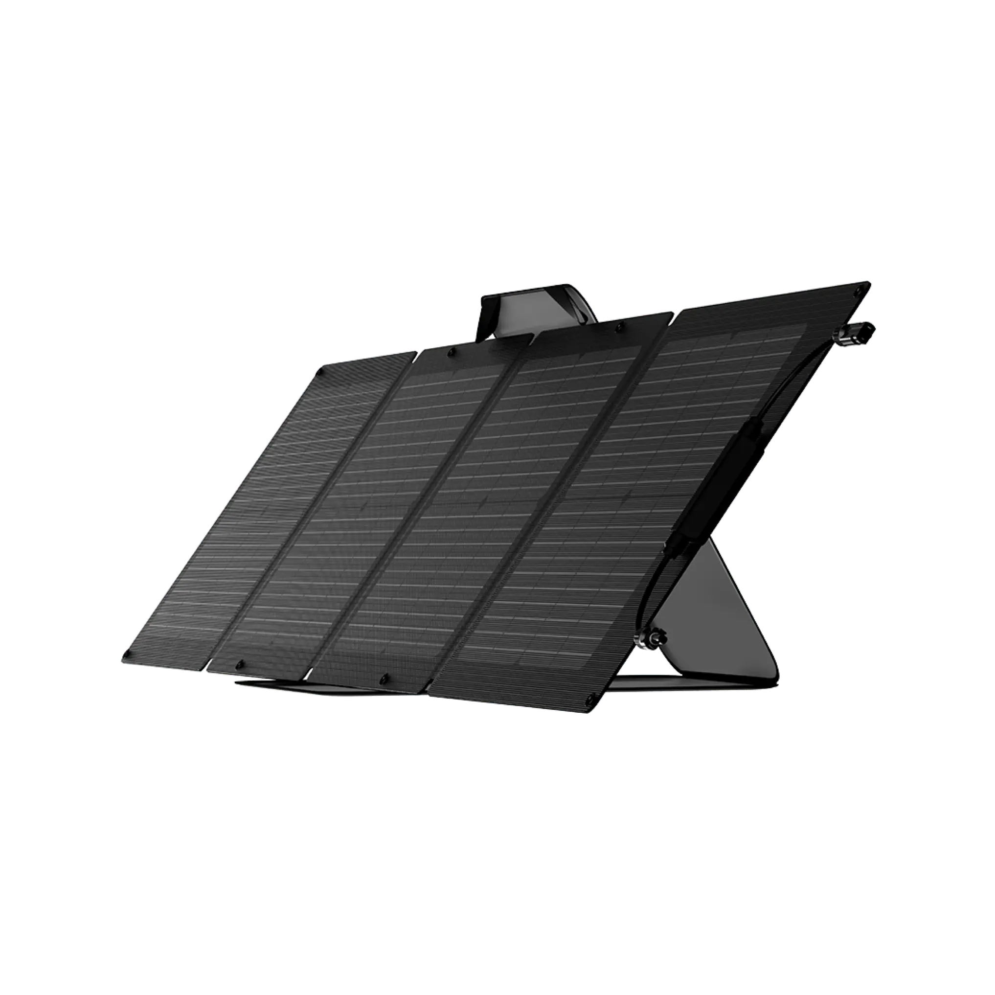Panel Solar Portátil EcoFlow de 110 W desplegado en un entorno natural, capturando la luz solar para cargar dispositivos