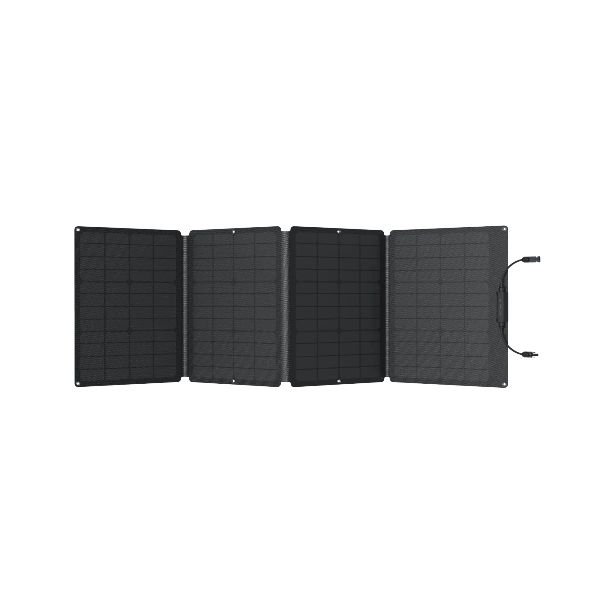 Vista lateral del Panel Solar EcoFlow de 110 W, mostrando su diseño plegable y ligero, ideal para transportar en aventuras al aire libre
