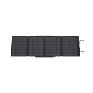 Panel Solar Portátil EcoFlow de 110 W conectado a una estación de energía, ilustrando su capacidad para proporcionar energía sostenible
