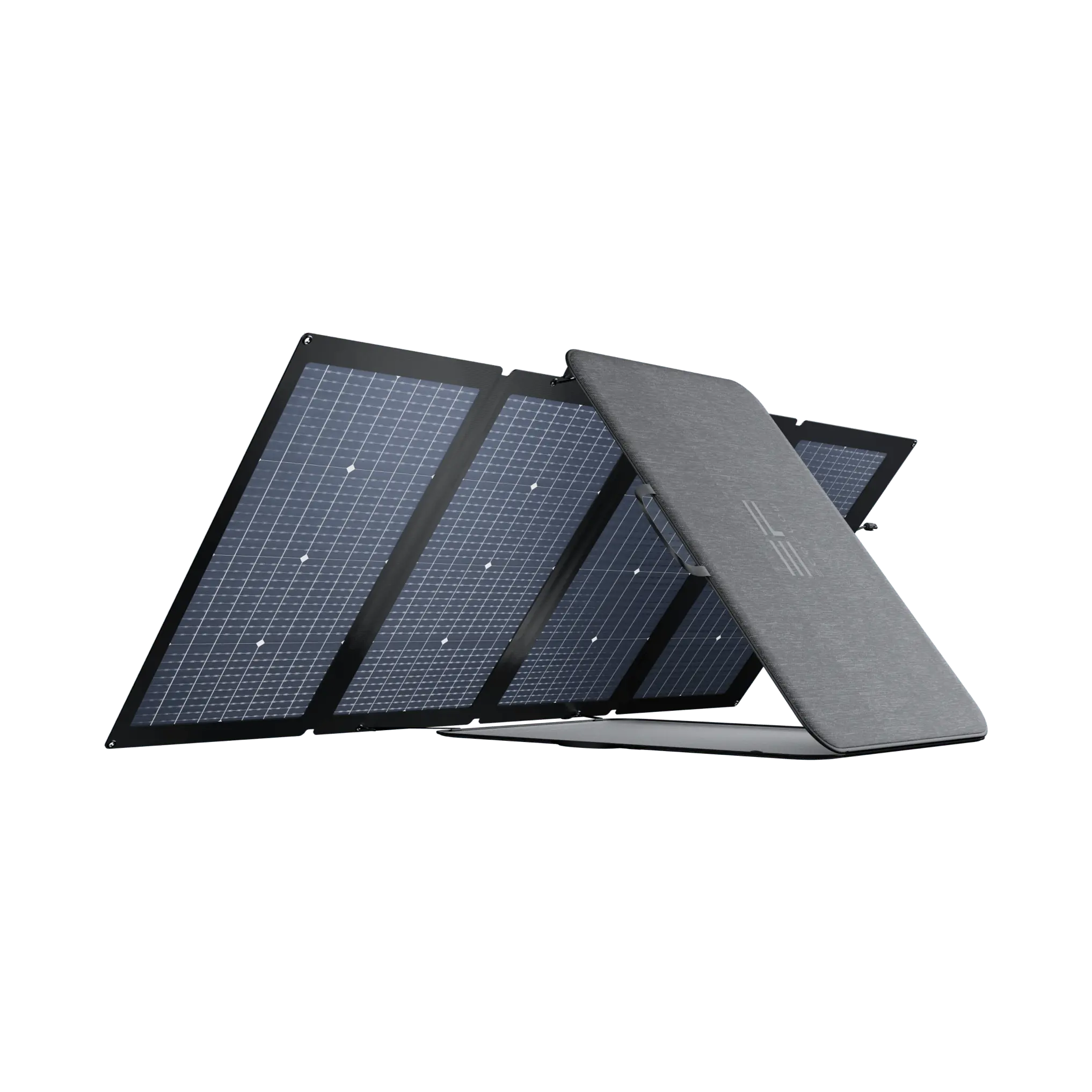 Vista lateral del Panel Solar EcoFlow de 229 W, mostrando su diseño robusto y plegable, ideal para transportar en viajes y excursiones