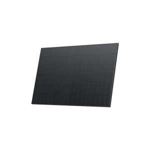 Vista cercana del Panel Solar Rígido EcoFlow de 400W, mostrando su diseño robusto y eficiente, ideal para sistemas de energía solar a largo plazo