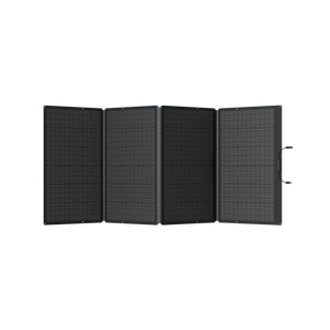 Vista lateral del Panel Solar EcoFlow de 400 W, mostrando su diseño robusto y plegable, ideal para transportar en expediciones y actividades al aire libre