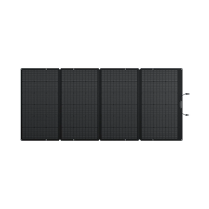 Detalles del Panel Solar EcoFlow de 400 W, destacando su construcción resistente y su rendimiento óptimo bajo diversas condiciones climáticas
