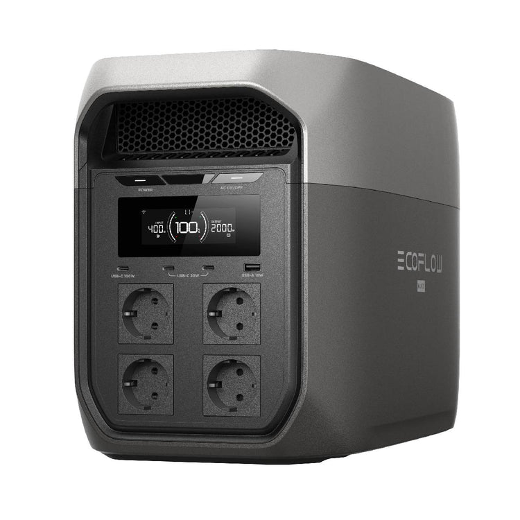 EcoFlow DELTA 3 Max cargándose rápidamente mediante corriente AC en interiores.