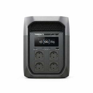 EcoFlow DELTA 3 Max estación de energía portátil de 2048Wh con múltiples puertos y pantalla digital frontal.