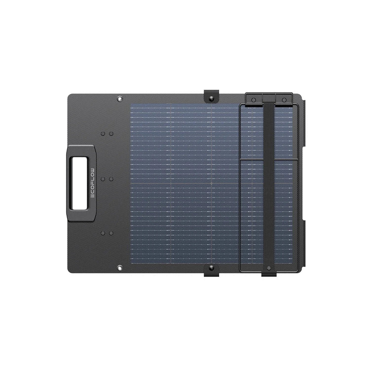 Vista frontal del panel solar EcoFlow 110W ultraligero con diseño portátil y resistente