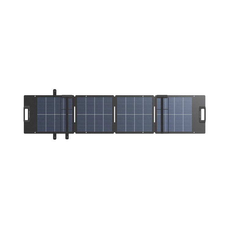 Panel solar portátil EcoFlow 110W conectado a estación de energía para carga sostenible