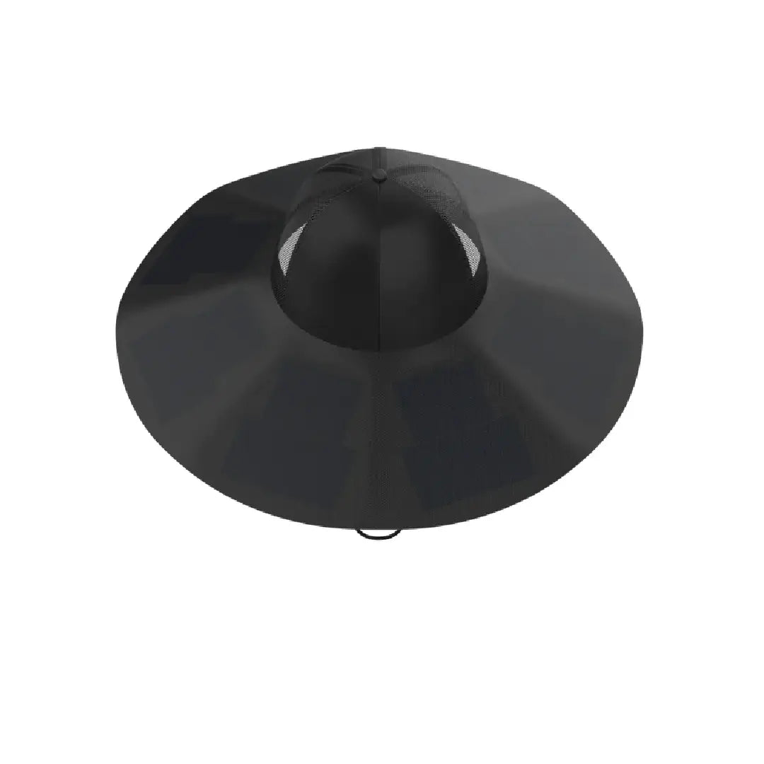 Vista frontal del Sombrero Solar EcoFlow diseñado para protección solar y energía renovable portátil