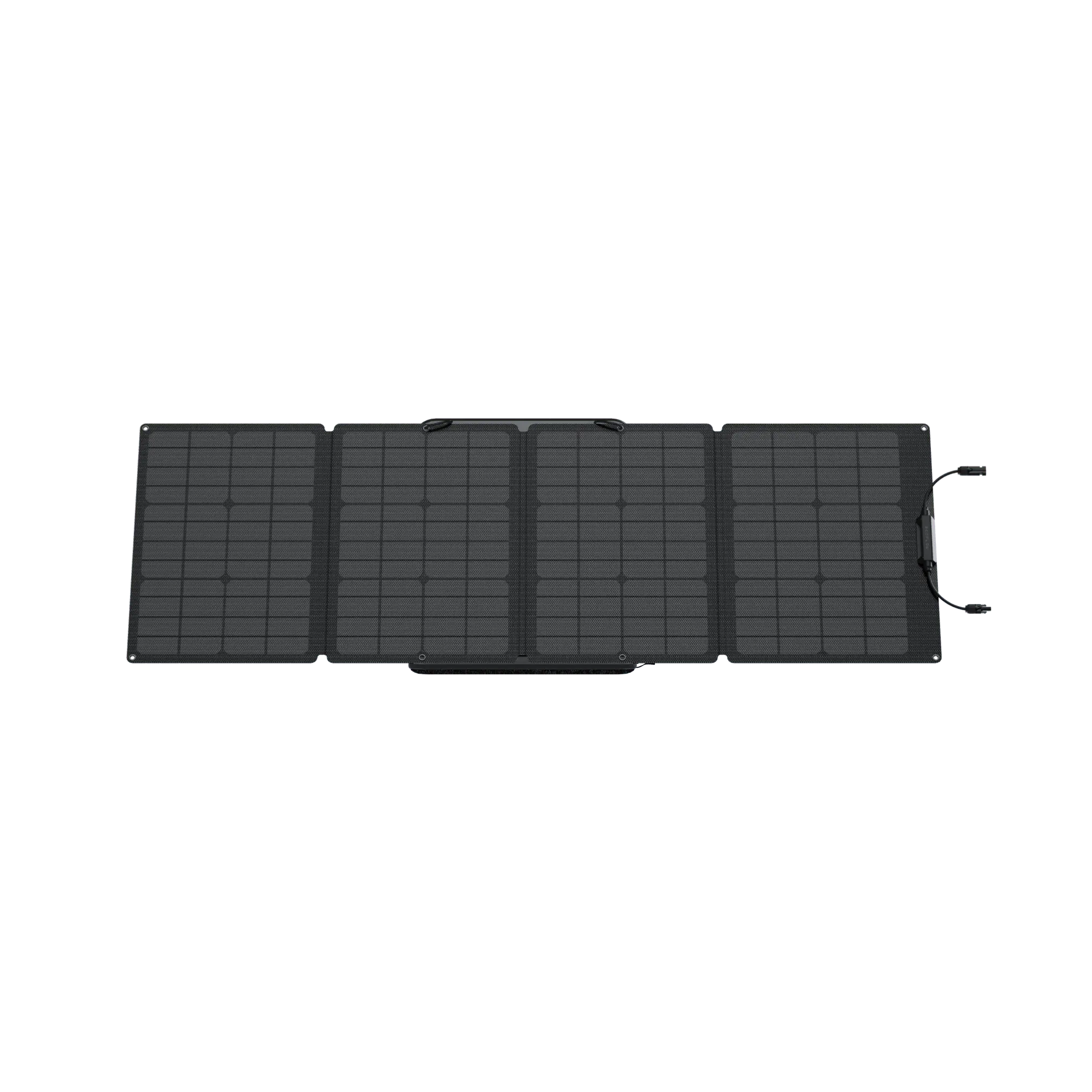 Panel Solar Portátil EcoFlow de 110 W conectado a una estación de energía, ilustrando su capacidad para proporcionar energía sostenible