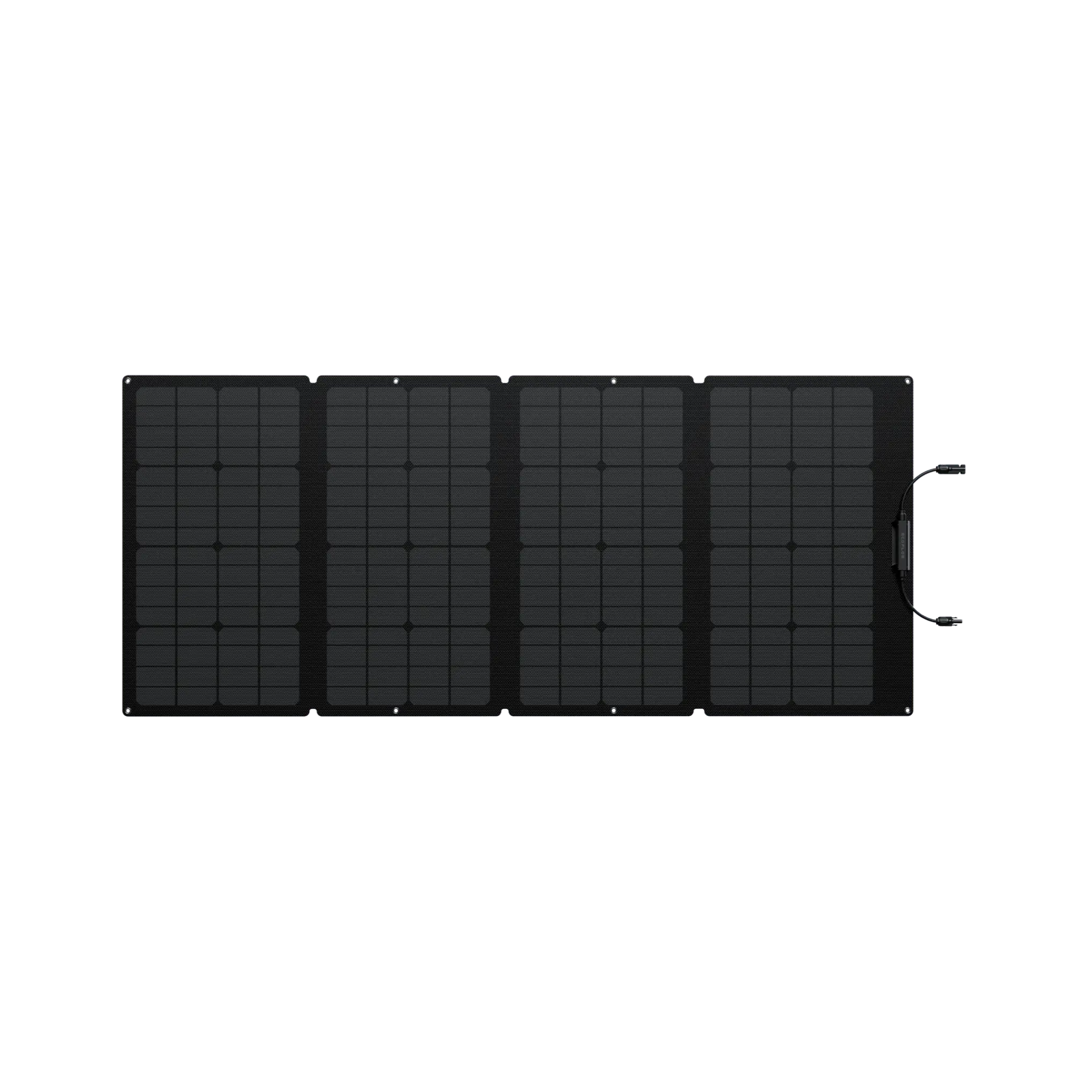 Detalles del Panel Solar EcoFlow de 160 W Bifacial, resaltando su construcción resistente y su capacidad para funcionar en diversas condiciones climáticas.