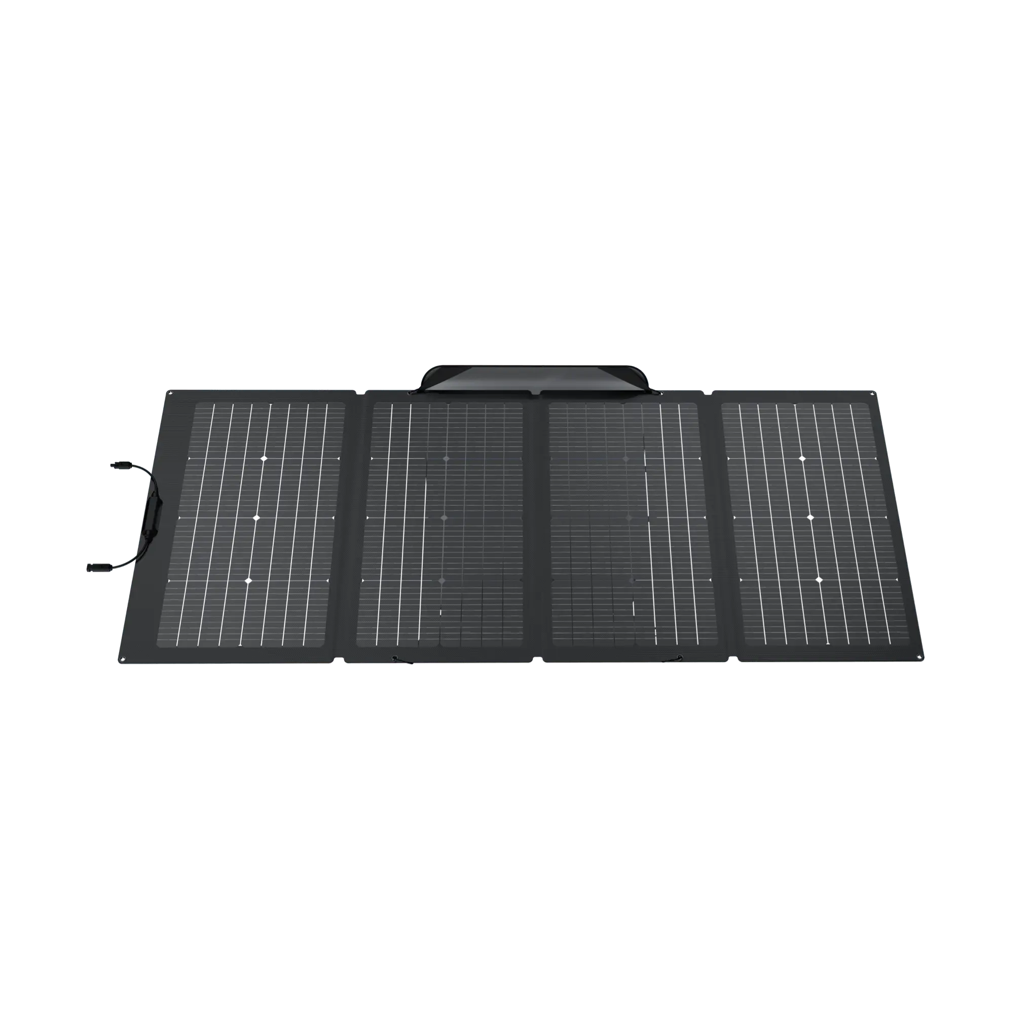 Panel Solar Portátil EcoFlow de 229 W conectado a una estación de energía, ilustrando su capacidad para proporcionar energía renovable en cualquier entorno