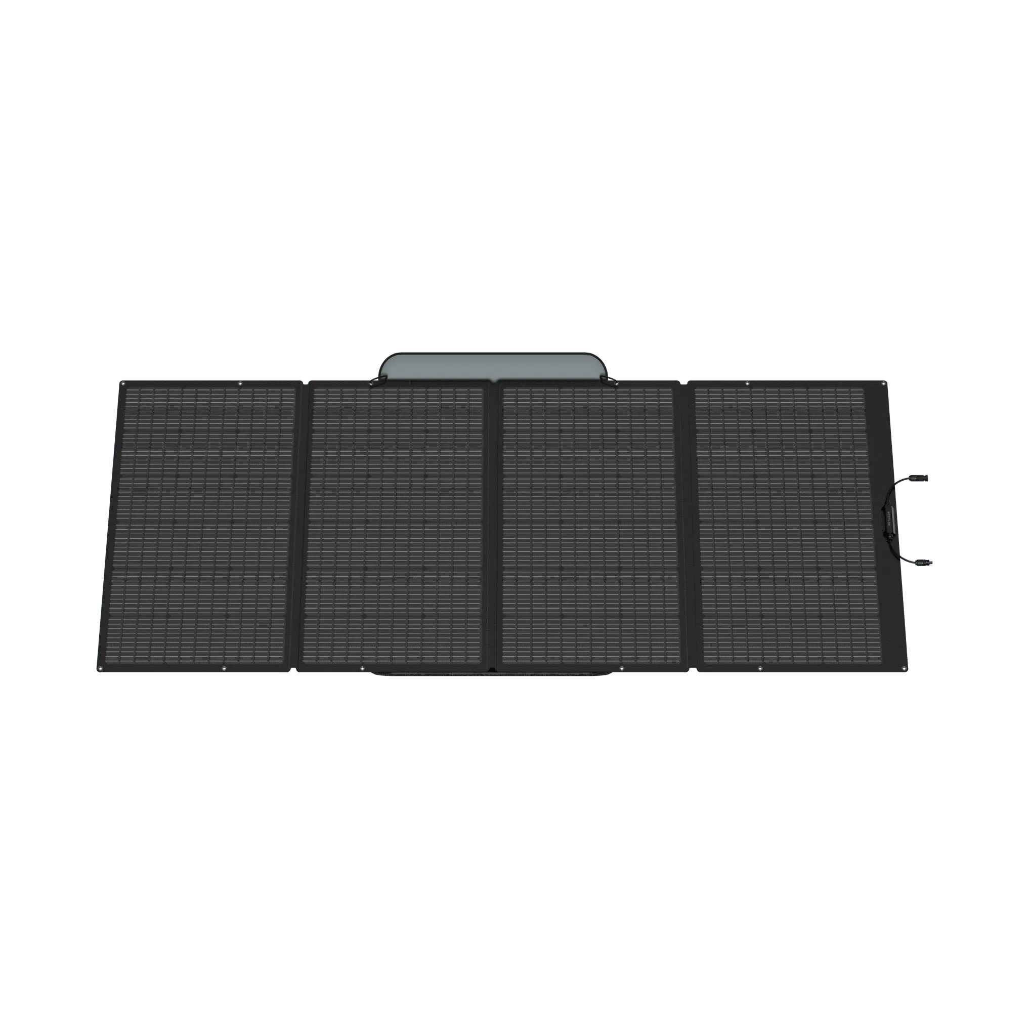 Panel Solar Portátil EcoFlow de 400 W conectado a una estación de energía, ilustrando su capacidad para generar energía renovable en cualquier lugar